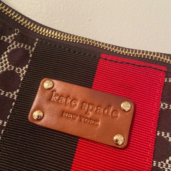 VTG Y2K KATE SPADE MONOGRAM STRIPED HOBO SHOULDER CANVAS OFFICE BAG - Picture 3 of 10